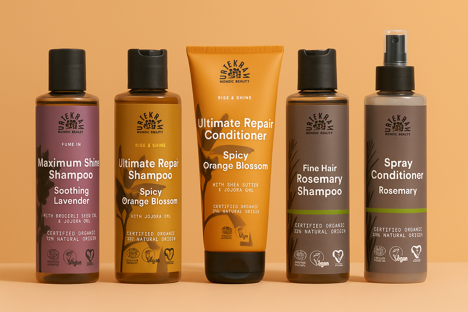 Natūrali ir ekologiska Urtekram plaukų priežiūra jautriai galvos odai.