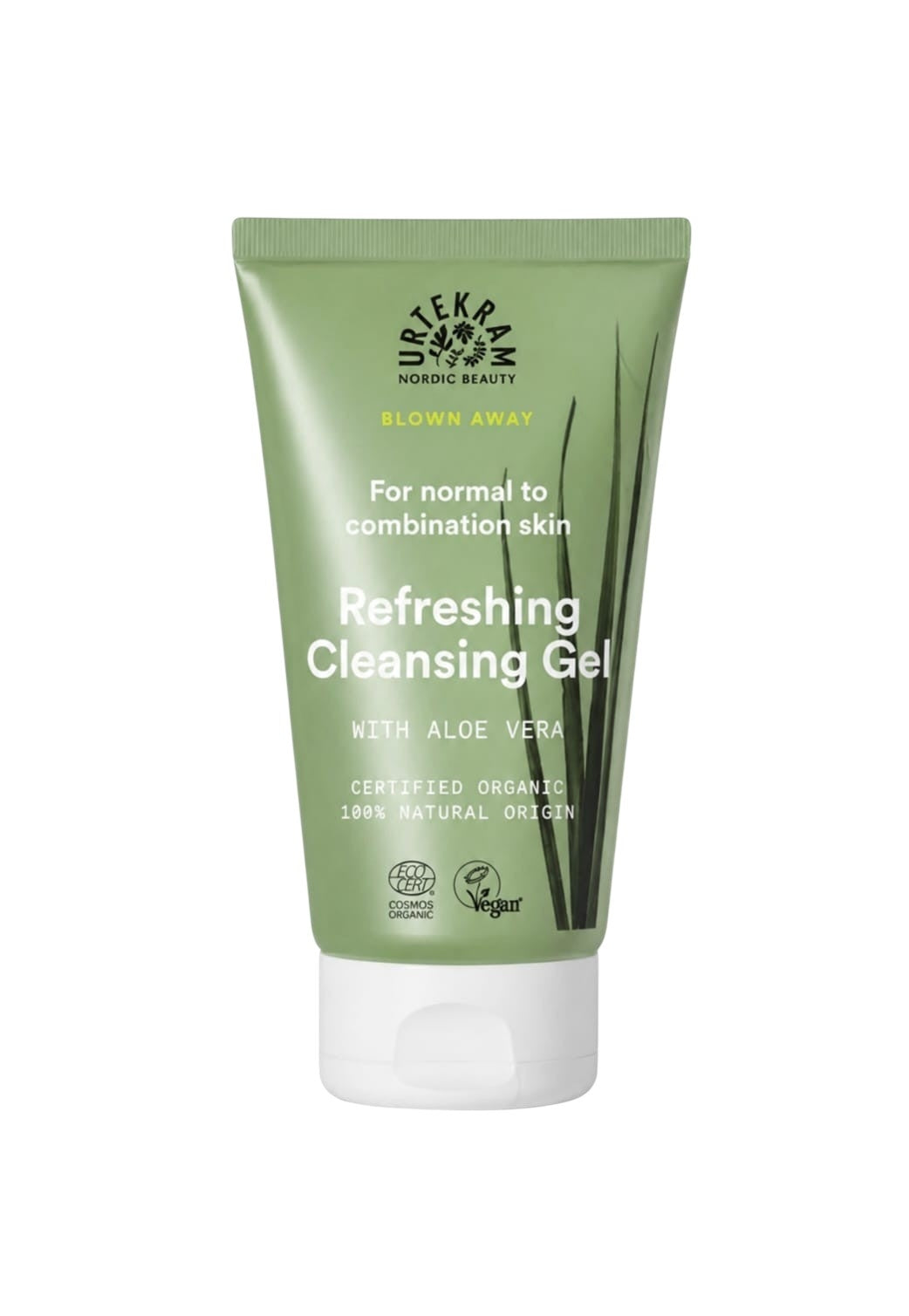 ​Urtekram veido prausimosi gelis su alavijais, Refreshing Cleansing Gel 150 ml, natūralus prausiklis mišriai odai.